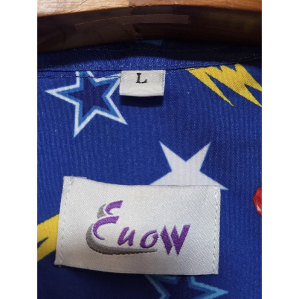 Enow Shirt Mens Large Patriotic Rocket Pop Print Short Sleeve Button Up 4th July - Picture 4 of 5